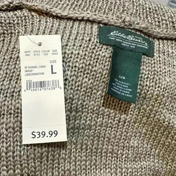 Eddie Bauer Tan Sweater Vest Cardigan Size L - Picture 5 of 6
